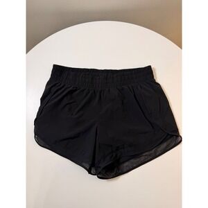 Athleta Mesh Racer Run 4" Shorts Women Small Black Excellent Activewear Gym